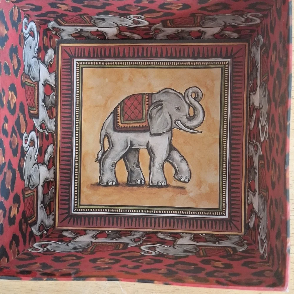 Elephant & Leopard Print Decorative Trinket Box | Safari Decor Storage